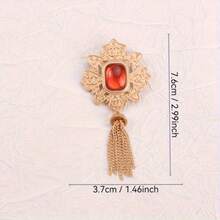 Set Of Vintage - Style Brooches - Gem - Inlaid With Golden Tassels - 3pcs - 查看 6
