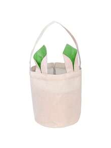 Customized Easter Basket With Rabbit Handle - Personalized Easter Egg Hunt Tote Bag - Holiday Easter Party Bag, Fun Design, Party Decor, Suitable For Holiday Gifts, Spring/Summer Party Decoration