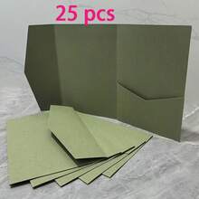 25 Pieces Tri-Fold Pocket Wedding Invitation Cover, For Weddings, Engagements, Birthdays, Baptism Envelopes, 5.0X7.0 Inches, Event Stationery | Minimalist Design | Smooth Texture, Suitable For New Year's, Valentine's Day, Party Events - Dark Green - View 5