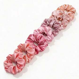 7 st/set pastellfärgade hårsnoddar, eleganta hårsnoddar i satin för kvinnor