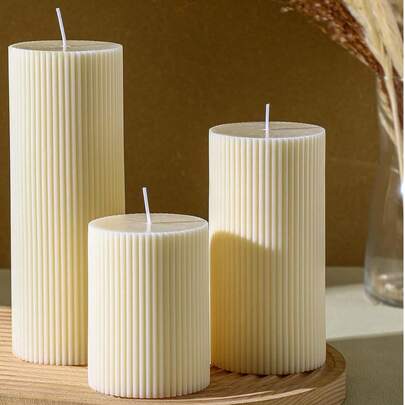 Nordic Style Striped Decorative Candles, Retro High-End Cylindrical Scented Candles, Wedding Decoration Candles, Romantic Atmosphere Candles, Decorative Candles, Home Candle Holders, Wedding Candles, Scented Candles, Gift For Her, Valentine's Day Gift