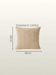 Greece Decorative Knit Blanket Kit + 2 Athens Cushion Covers For Sofa Bed Living Room Knitting - Beige - View 4