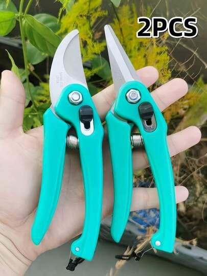 2pcs Professional Stainless Steel Garden Pruning Scissors, Ergonomic Handle, Labor-Saving Design, Equipped With Ergonomic  Handle-Can Be Used Normally In 4 Seasons- Perfect For Branches, Flowers And Grafted Trees, Pruning Shears, Comfortable