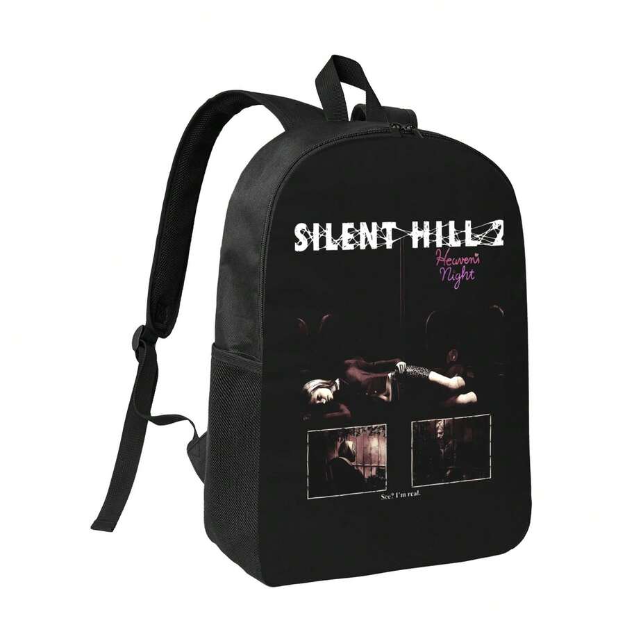 Personalized New Arrival Silent Hill 2 Horror Games Backpack , Adjustable Straps, Large Capacity For School, Outdoor, Office, Sports | Unique Gift Idea - 黑色 - 查看 1