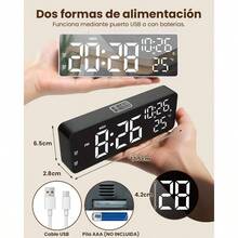 Projection Clock - White Casing, Mirrored Surface, White Lettering - View 5