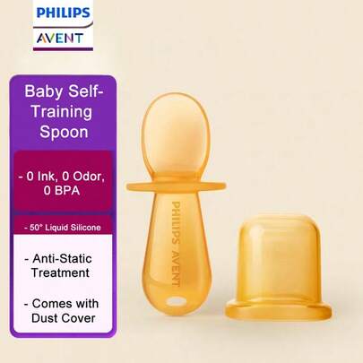 Philips Avent Set de 6 cucharas de silicona para bebé, para autoalimentación de infantes mayores de 6 meses, utensilios de alimentación para bebés, suministros de alimentación complementaria para la etapa temprana