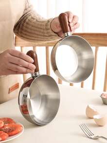 1个不锈钢迷你锅，带耐热木柄 - 防滑，均匀加热，适用于电磁炉，非常适合宿舍、办公室、房车、小型厨房和单人份烹饪。 - 彩色 - 查看 2