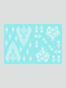 2pcs White Henna Mandala Flower Pattern Lace Satin Waterproof Temporary Tattoo Stickers, Suitable For Women, Sexy Body Art, Wedding - White - View 7