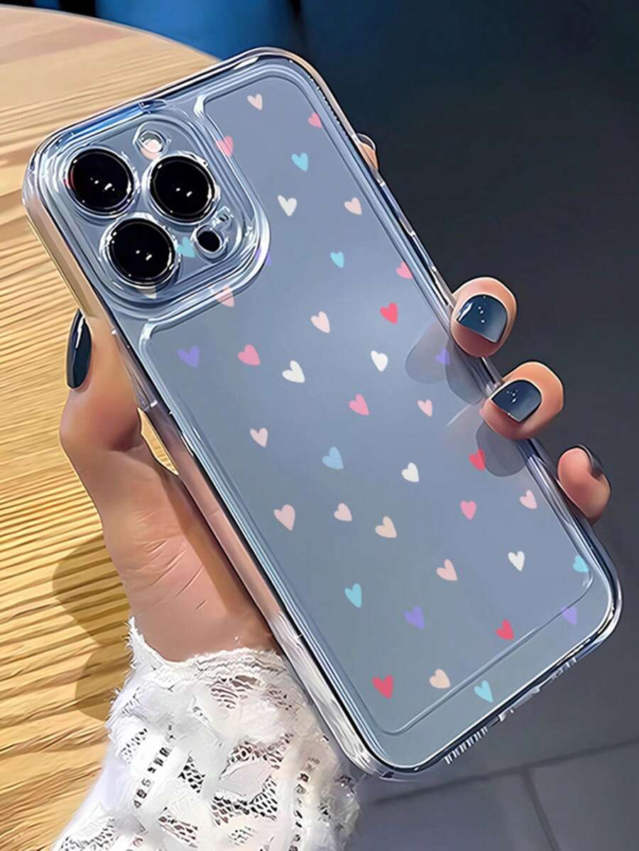 1pc Multicolor Mini Heart Personalized Minimalist Full Coverage TPU Shockproof Phone Case Compatible With Apple 17, 16, 15, 14, 13, 12, 11 Pro Max, Air, And Series,International Version, Not The Domestic Version - Multicolor - View 1