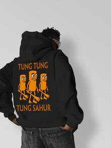 1件装 男童休闲山海景图案套头卫衣，保暖内衬，秋冬款 - 黑色 - 查看 7