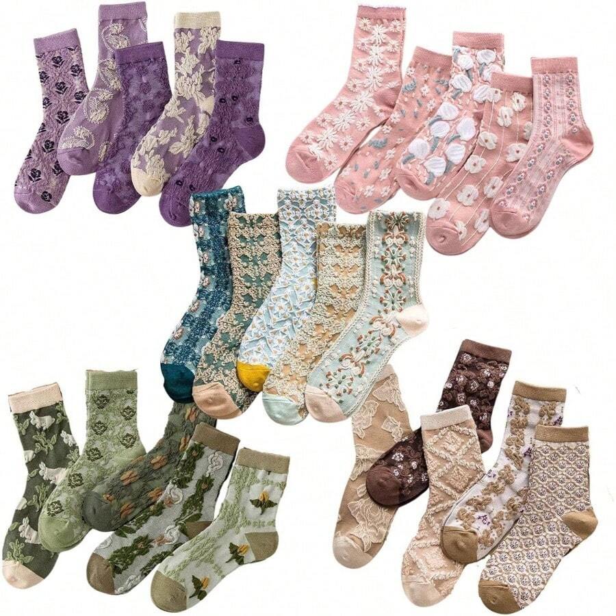 - Calcetines de lavanda de estilo argyle: elegantes volantes y detalles de joyas para el estilo otoal - 25 pares - Ver 1