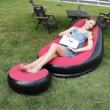 1 Set Sofá Inflable Casual, Sillón Reclinable Plegable, Sofá Perezoso y Reposapiés, Sofá de Ocio de Terciopelo Plegable con Reposapiés, Sofá para Siesta con Reposapiés, Sofá y Silla - Multicolor - Ver 7