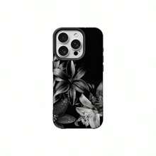 1个TPU材质冷色调黑色百合花图案手机壳，兼容 17 Pro Max/17/16 Pro Max/15/13/12/11、S20 FE/A15/S24/A55，兼容红米Note 11/12/13 Pro，全包防震软壳保护套，国际版，非国内版 - 黑色 - 查看 5