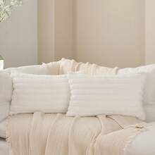 1 件白兔毛毛絨枕套,柔軟舒適的防脫落面料,現代沙發裝飾,帶度假家居裝飾墊套,適合家庭臥室和宿舍 - 白色 - 查看 17