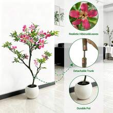 120cm Hohe Künstliche Pflanze – Kunstbaum mit lebensechten Blättern & Blüten, Stehpflanze im Topf für Wohnzimmer, Büro, Vorplatz, Hochzeitsdekoration - Grün - 120 cm - Übersicht 5