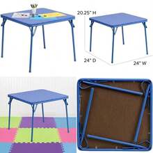 Mindy - Mesa Plegable para niños con Parte Superior Acolchada de Vinilo, Mesa Cuadrada de Actividades para guardería y aulas, Color Negro(Blue) - Multicolor - Ver 1
