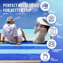 4-7人超大轻便防沙沙滩毯，适合野餐、海滩、旅行、露营、徒步旅行 - 彩色 - 查看 4