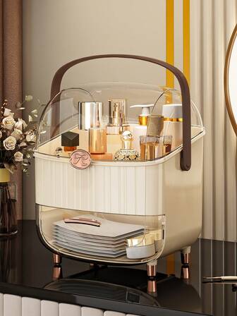 Sminkorganisatör för bänkskiva, hudvårdshållare för badrumsbänk, förvaringslåda för kosmetika, presenter till tonårsflickor, sminkorganisatörer för sminkbord, byrå