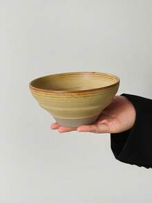 1pc Japanese Retro Ceramic Spiral Pattern Rice Bowl, Household Coarse Pottery Soup Bowl, Restaurant Dining, Snack, Dessert, Breakfast Bowl - Multicolor - View 9