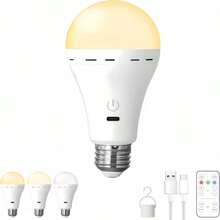 1-2 bóng đèn E26 sạc được kèm điều khiển từ xa, công tắc cảm ứng, chạy bằng pin, có thể điều chỉnh nhiệt độ màu và độ sáng, bóng đèn dự phòng có thể điều chỉnh độ sáng cho đèn tường và đèn bàn, không cần đấu dây phức tạp. - phong cách khác nhau - Xem 3