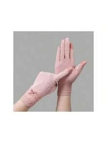 1 Pair Women's Short Lace Sun Protection Gloves With 2 Exposed Fingers For Spring/Summer/Autumn Riding/Driving/Hiking/Running Gloves With Touch Sensor Slip-Resistant Elastic Breathable Sweat Absorbent. Bow Valentine's Day Valentines - A - 查看 4