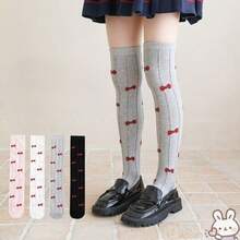 4 Pairs Girls Over-The-Knee Socks, Princess Style Over-The-Knee Socks, Fashionable And Comfortable Mid-Calf Socks For Spring And Autumn - Multicolor - View 5