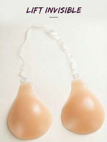 Adhesive Lift-Up Bra, Invisible Non-Slip Reusable Sticky Bra, Suitable For Small Bust, Backless Strapless Bra, Suitable For Dresses, Swimwear, Bikinis - Apricot - View 3