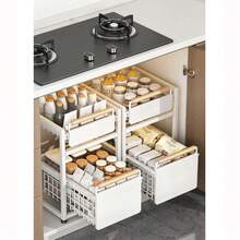 Heavy-Duty Sink Organizer – Adjustable Double-Layer Iron Cabinet Rack, Space-Saving Kitchen Shelf for Drying Dishes, Sturdy Frame, Sink Storage Rack, Sink Organizer, Sink Storage and Organization Rack, Dish Drying - Blanco - Ver 1