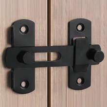 Heavy Duty Barn Door Lock Kit - 180°/90° Flip Sliding Latch & Door Lock, Easy Install For Barn Doors,Pet Doors, Bathrooms, Sliding Doors, Garage & Cabinets - Black - View 2