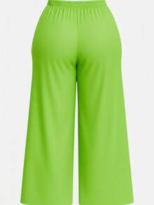 Wide Leg Social Plus Size High Waist Loose Fit Casual Fashion Work Night Sizes 46 To 56 - Lime Green - View 2