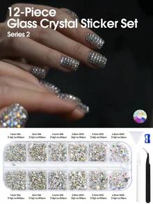 Set de materiale pentru unghii din sticlă 2600/1360 buc, pietre prețioase pentru unghii, decorațiuni 3D pentru unghii, materiale din sticlă plată transparentă colorată, accesorii pentru unghii în stil Y2K, unghii cu perle de diferite forme, pietre decorative pentru unghii - Multicolor - Vizualizare 16