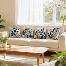 MEMNUN Bộ 4 vỏ gối in hình lá màu nước xanh dương và nâu [Không kèm ruột gối], kích thước 17.7*17.7in (45*45cm)/19.69*19.69in (50*50cm)/15.75*15.75in (40*40cm), [In một mặt], Vỏ gối trang trí bằng polyester phong cách tối giản hiện đại cho ghế sofa, giường, phòng khách, phòng ngủ, xe hơi, văn phòng, khách sạn, món quà hoàn hảo cho gia đình và bạn bè, phù hợp mọi mùa. - Nhiều màu - Xem 10