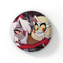 58mm Funny Pop Anime Hazbin Button Pin Creative Fun Cartoon Alastor Vox Husker Badge Brooch Bag Decor Fans Collect Gift - 58 mm - View 19