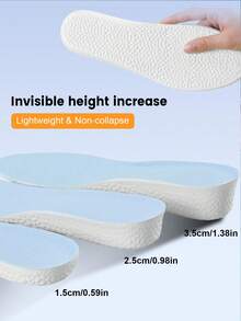 1 Pair Unisex Boost Height Increasing Invisible Insoles, 3 Height Options, Comfortable, Non-Slip, Breathable Full-Length Shoe Inserts - Blue Background With White Base - 2.5cm - View 1