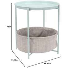 Basics - Mesa auxiliar redonda de almacenamiento, mesa auxiliar con cesta de tela, color blanco/gris jaspeado, 19 x 18 x 18 pulgadas(Verde menta) - Multicolor - Ver 8