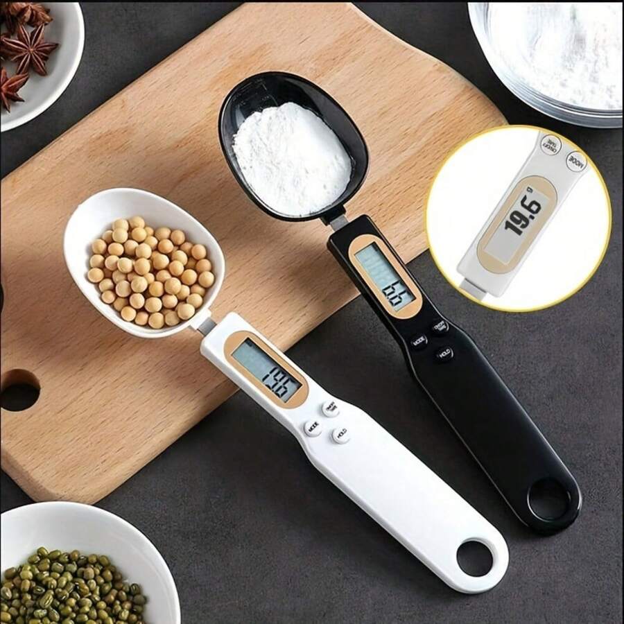 Bộ 2 cân nhà bếp điện tử, độ chính xác 0.1g-500g, màn hình LCD, chạy bằng pin, chất liệu ABS, phụ kiện nhà bếp gia đình và ngoài trời.