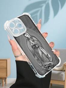 1PC Funda transparente con diseño de la Virgen de Guadalupe estilo religioso y clásico protección contra caídas delgada ideal para personas devotas uso diario diseño espiritual regalo significativo funda transparente resistente a golpes, compatible con Apple Phone17/16/15/14/13/12/11/XS/XR/X/PLUS/PRO/PROMAX agarre cómodo regalo festivo para amigos, novia, novio, familia - transparente - Ver 7