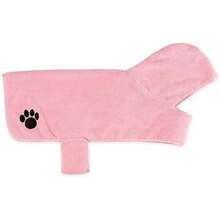 Bone Dry Colección Pet Robe - Bata de baño de Microfibra Absorbente Bordada con Cierre Ajustable, para Perros y Gatos, Talla S, Color Aguamarina(Large Rosado) - Multicolor - Ver 3