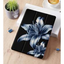 Blue Flower Pattern Tablet Protective Case, Compatible With Apple IPad 10.2 Inch, IPad Pro 2021/2020, IPad 9th/10th Gen, IPad 11 Inch 11th Gen 2025, Galaxy Tab A8 10.5 Inch  Matepad 10. , Anti-Drop, With Pen Slot, Support Sleep/Wake - 黑色 iPad - 查看 3