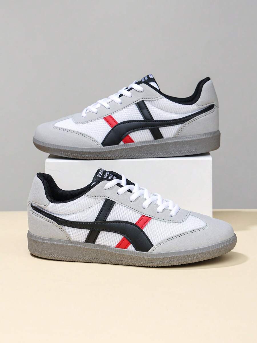 1 Đôi giày thể thao thường ngày Unisex, tối giản & phong cách, chống trượt, thoáng khí, buộc dây cổ điển, thích hợp cho trang phục hàng ngày, trường học, đường phố, mọi mùa - Xám - Xem 1
