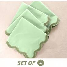 DCloth Napkins Set Of 4 18 X 18 Christmas Napkins For Dinner Parties Xmas Decorative Hine Washable Green Scalloped Napkins For Guests Reusable Linen Or Cocktail Cotton Napkin - 森林鼠尾草 - 查看 4