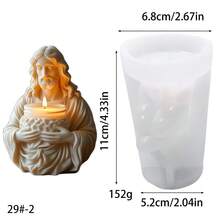1个耶稣、圣母玛利亚、十字架圆柱形工艺蜡烛制作硅胶模具 - 白色 - 查看 13