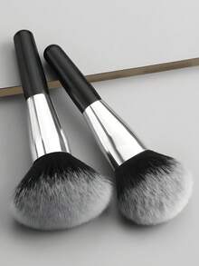 2件套便携式双头化妆刷套装 | 1支散粉刷 + 1支腮红刷 | 小巧便携，全套化妆工具，送礼佳品 - 銀色 - 查看 2