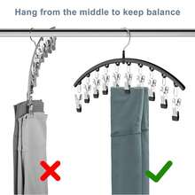 2pcs/1pc Stainless Steel Pants Hanger, Wardrobe Storage Rack, Space-Saving Curved Closet Organizer With 10/15 Clips, Multi-Functional Household Clothes Rack For Drying Underwear, Socks, Pants, Garments, Etc. - Multicolor - View 7