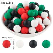 48颗/套，12毫米/15毫米，4种颜色混合硅胶珠，适用于制作手工DIY手链、项链、钢笔、装饰品、手工工艺品配件 - 彩色 - 查看 18