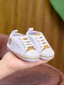 Newborn 0-6-12 Months Infant Canvas Shoes, Fashion Soft Bottom 0-1 Year Old Lace-Up Infant Toddler Shoes, Casual Classic Lightweight Sneakers - White - View 9