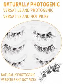 5 Pairs Of Transparent Stem Fluffy Cat Eye/Fox Eye False Eyelashes . Natural Look, Soft & Curled, Lash Extension, Dramatic Lashes Strip Lashes, Lashes, Eyelashes, Fake Lashes - Cat Eye Lashes - View 3