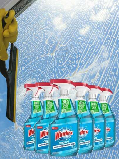 Windex Glass Cleaner Spray Bottle | Streak-Free Shine For Windows, Mirrors & Glass Surfaces | Leak-Proof Packaging For Safety Storage & Travel | Original Blue Scent For Fresh Cleaning | Perfect For Home, Office, Car & Outdoor Glass Care | Great For Stocking Stuffers, Christmas & New Year Gifts,1/6count