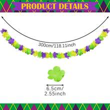 1/2 Packs 9.84ft Mardi Gras Garland Banner Purple Yellow Green Hawaiian Garland DIY Tropical Garland Decorations For Mardi Gras Birthday Carnival Holiday Party Home Decor - Multicolor - View 3