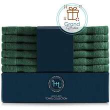 Hearth & Harbor Paquete de 12 paños de 13 x 13 Pulgadas, 100% algodón para tu Cuerpo, Ultra Suaves, de absorción, de Secado rápido, paños Verde Cazador(Verde cazador Washcloths) - Multicolor - Ver 8